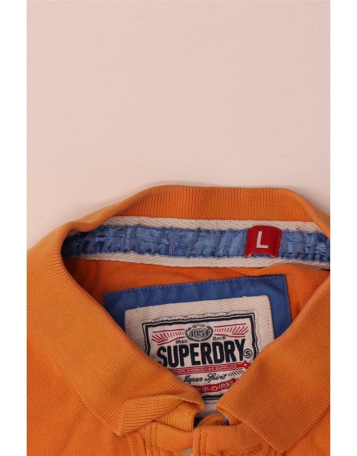 Superdry Mens Polo Shirt Large Orange Cotton
