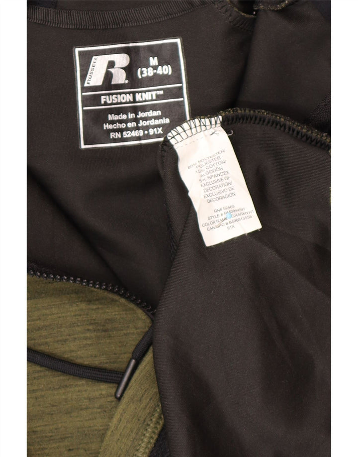 RUSSELL ATHLETIC Mens Zip Hoodie Sweater UK 38/40 Medium Khaki Polyester