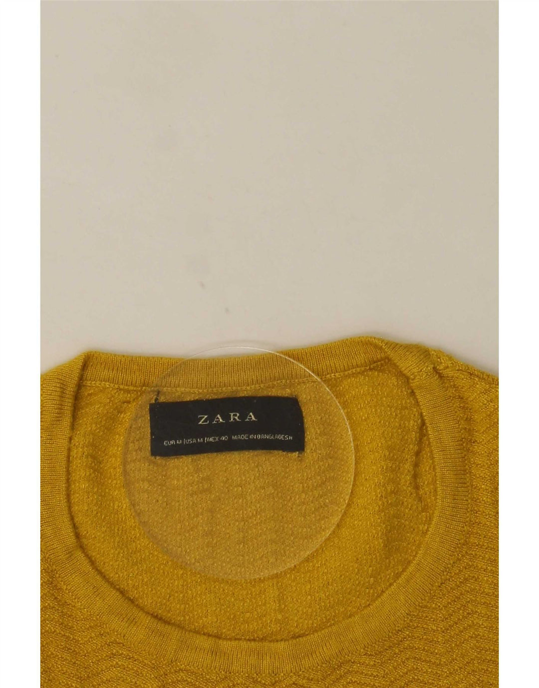 Zara Mens Crew Neck Jumper Sweater Medium Yellow