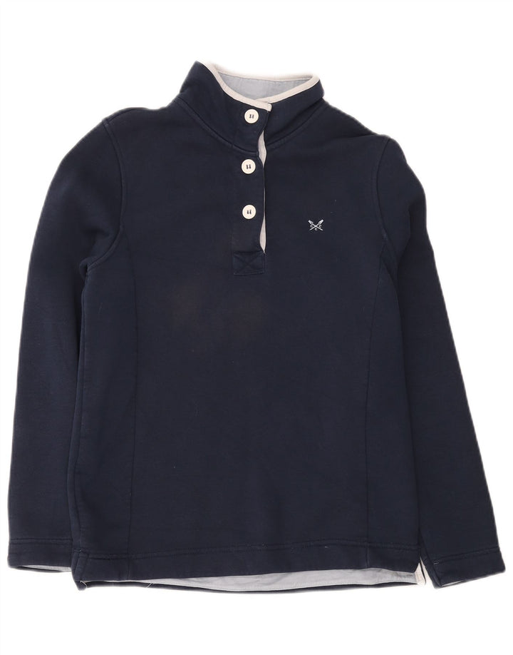 Crew Clothing Womens Button Neck Sweatshirt Jumper UK 12 Medium Navy Blue