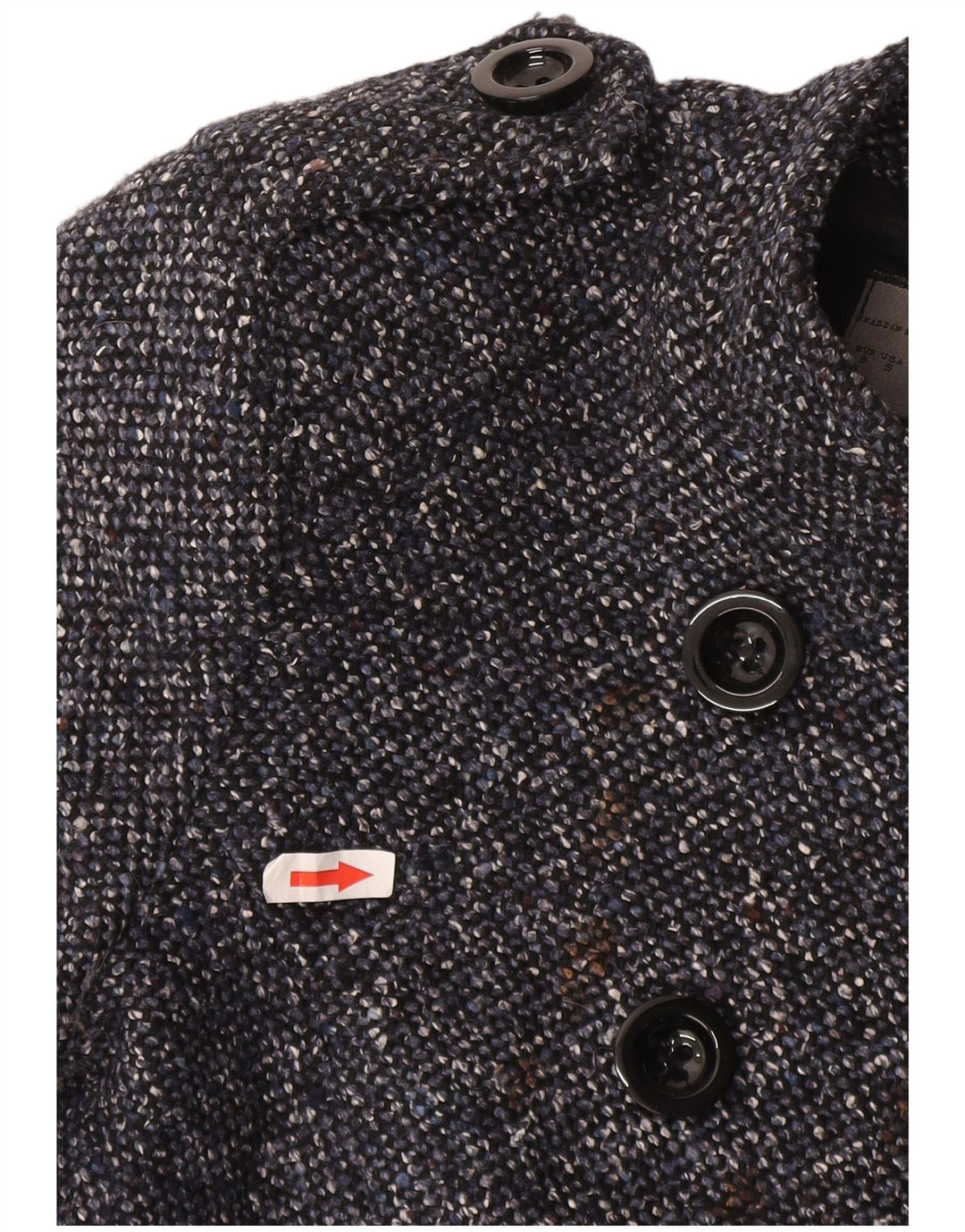 Zara Womens Double Breasted Coat UK 10 Small Navy Blue Flecked Acetate