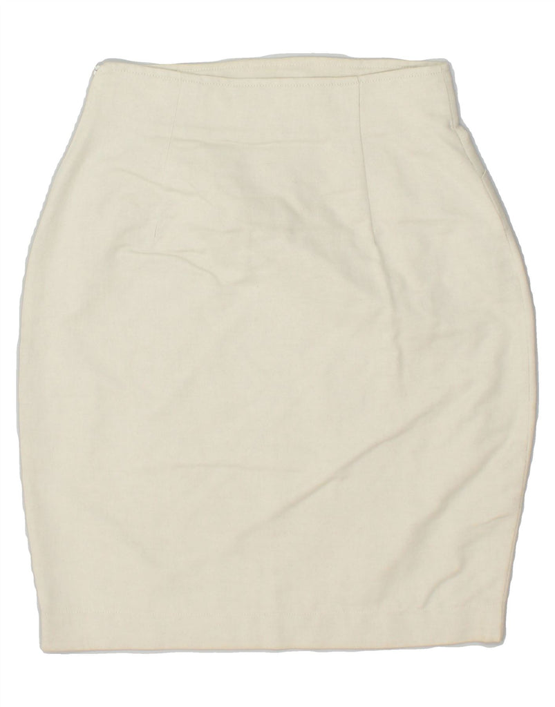 TRUSSARDI Womens Pencil Skirt W24 XS Beige Linen | Vintage Trussardi | Thrift | Second-Hand Trussardi | Used Clothing | Messina Hembry 