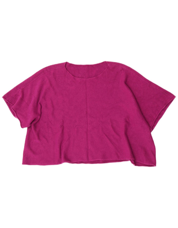 Vintage Womens Short Sleeve Boat Neck Jumper Sweater UK 16 Large Purple