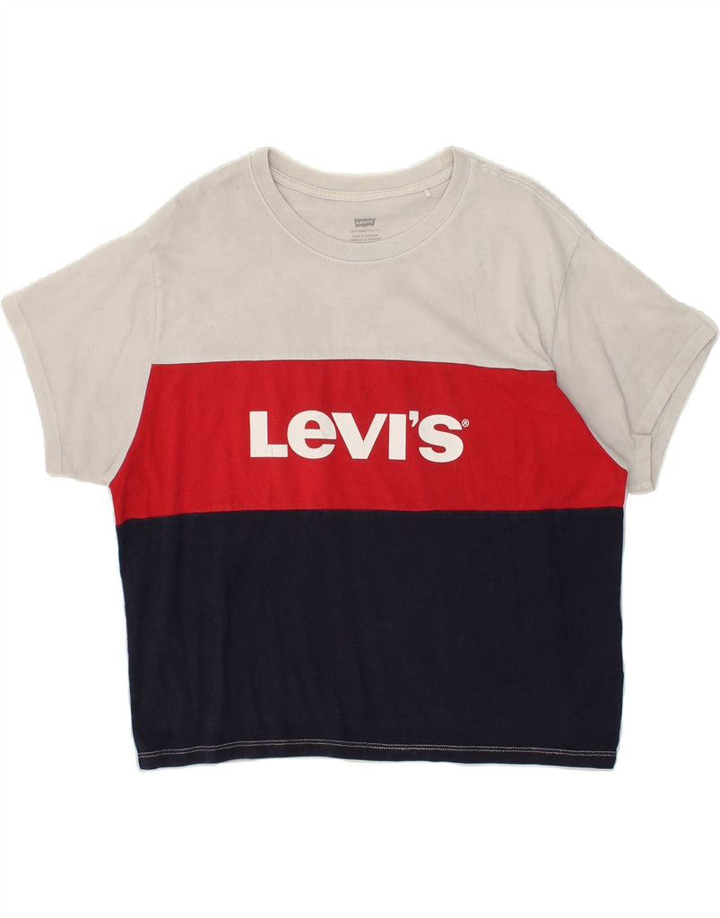 LEVI'S Womens Graphic T-Shirt Top UK 14 Medium Multicoloured Colourblock | Vintage Levi's | Thrift | Second-Hand Levi's | Used Clothing | Messina Hembry 