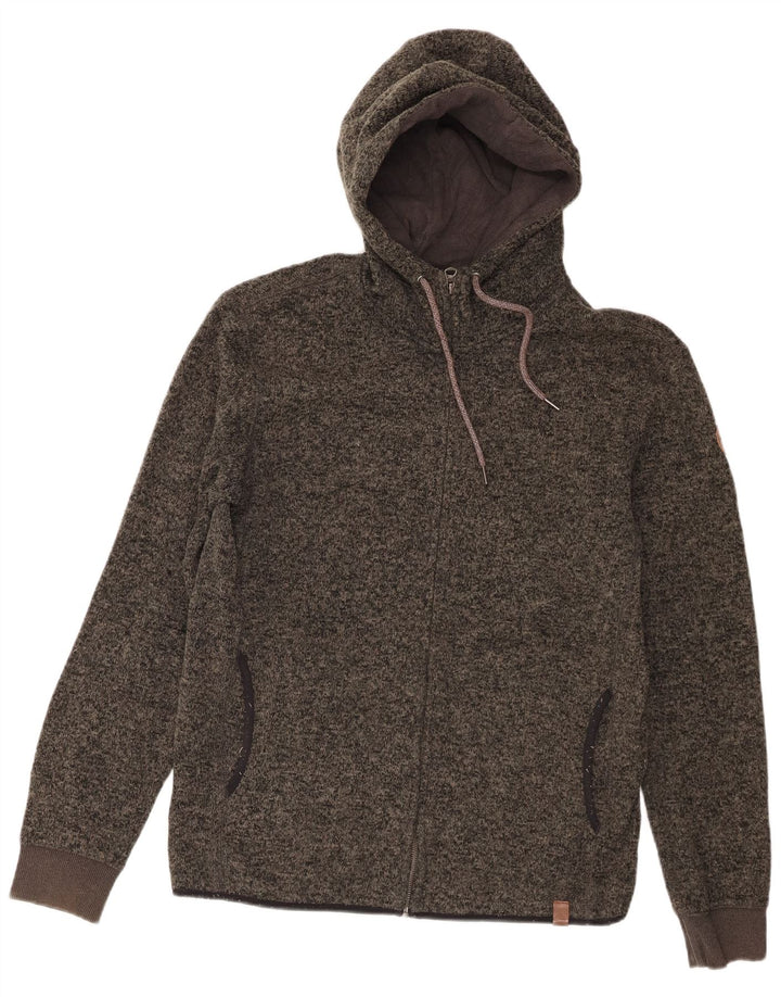 Quiksilver Mens Zip Hoodie Sweater Medium Grey Flecked Polyester