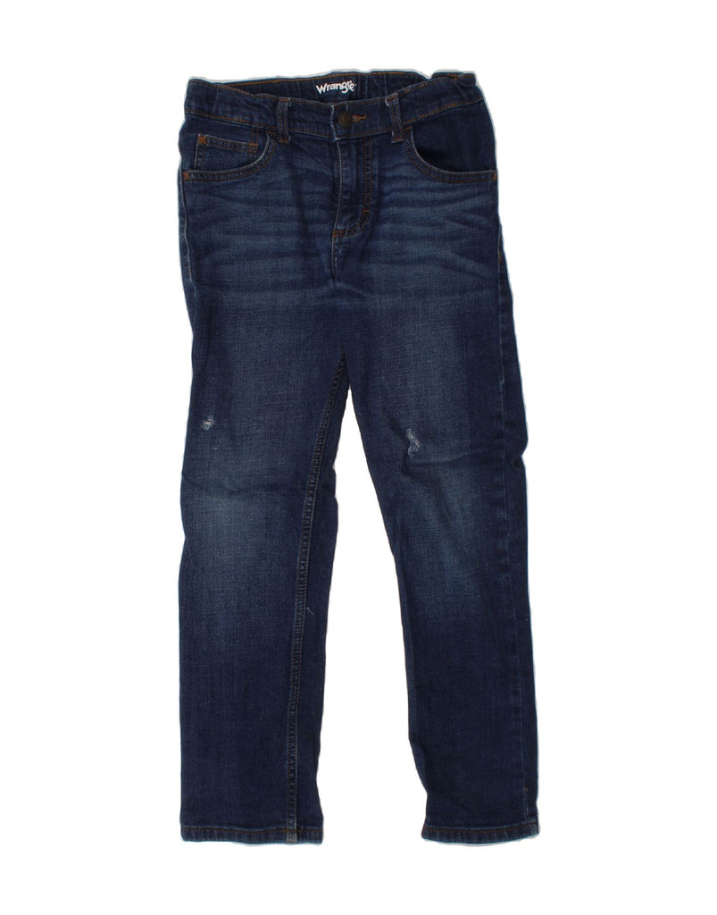 WRANGLER Boys Distressed Straight Jeans 9-10 Years W25 L23 Blue Cotton Vintage Wrangler and Second-Hand Wrangler from Messina Hembry 