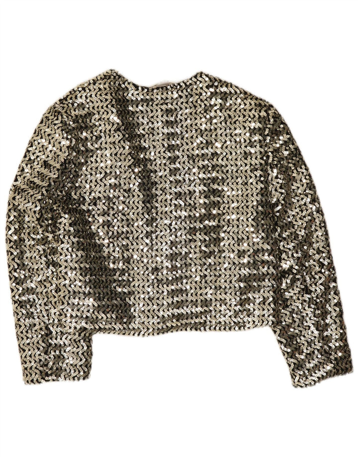 Jean Claire Womens 3/4 Sleeve Sequin Blazer Jacket IT 42 Medium Silver