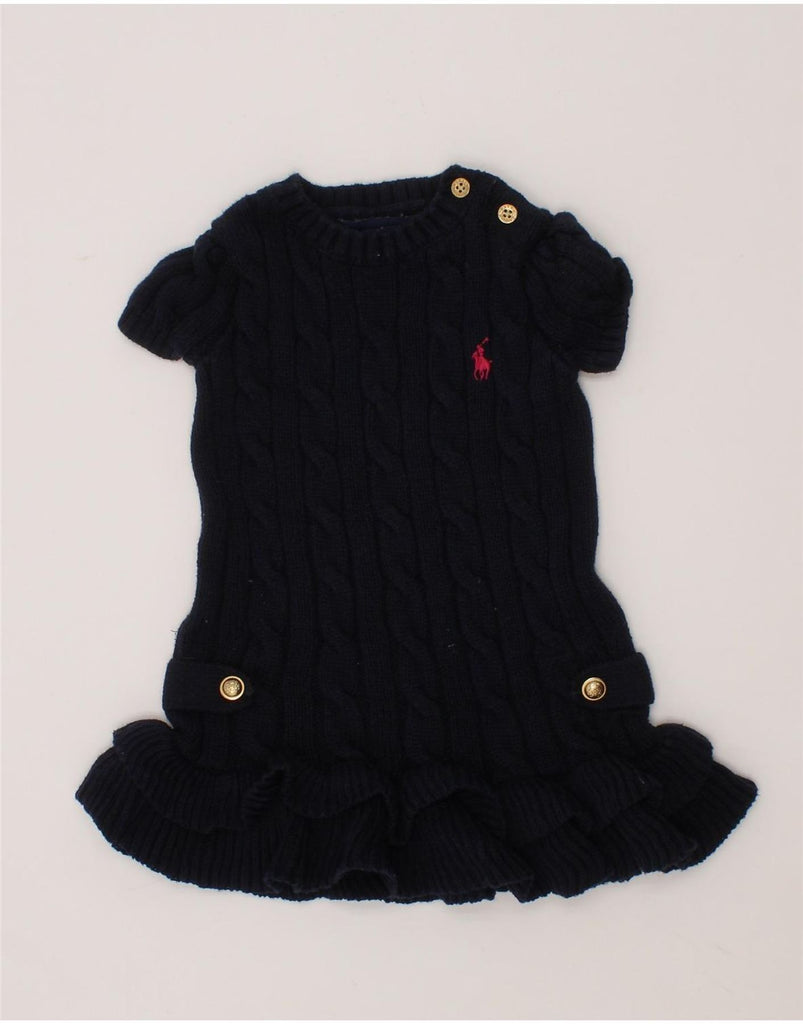 RALPH LAUREN Baby Girls Short Sleeve Jumper Dress 6-9 Months Navy Blue Vintage Ralph Lauren and Second-Hand Ralph Lauren from Messina Hembry 
