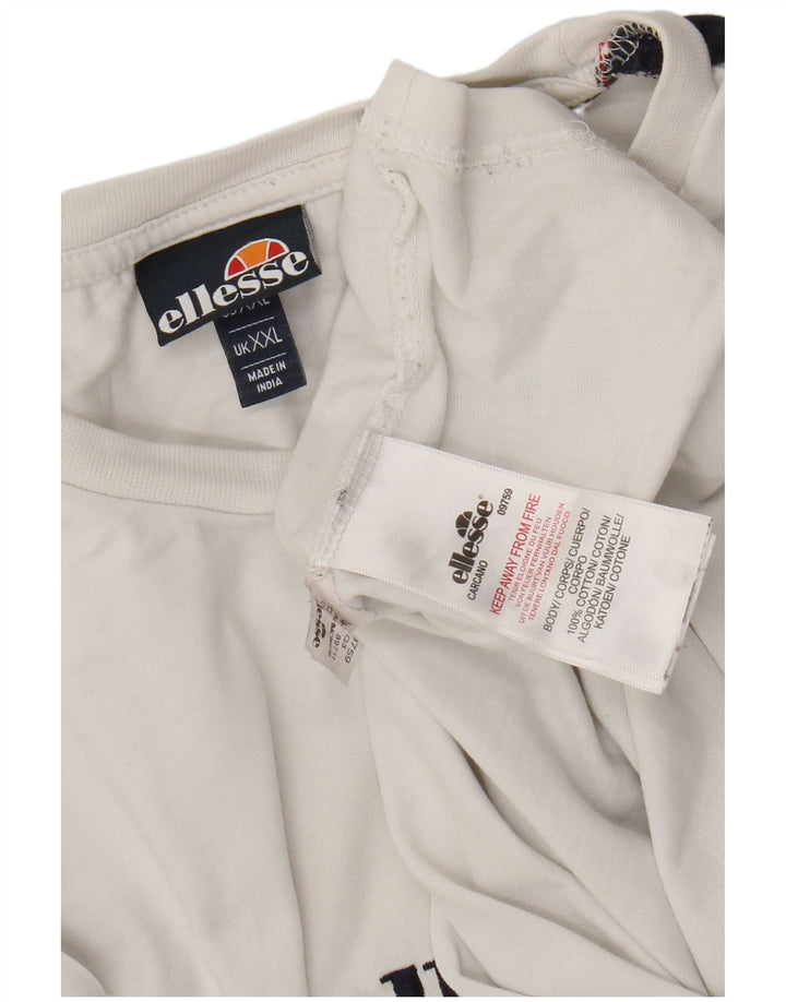 Ellesse Mens T-Shirt Top 2XL White Colourblock Cotton