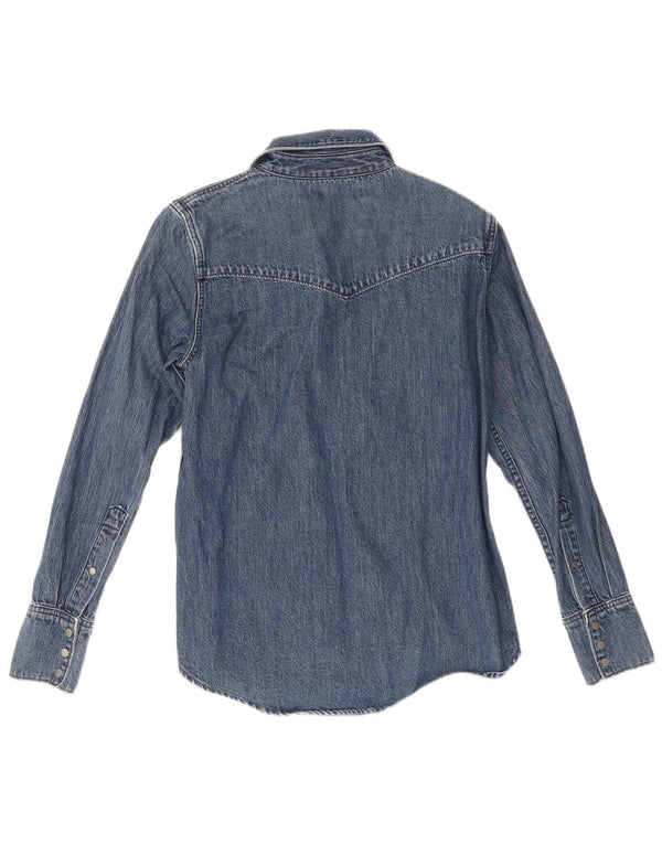 Calvin Klein Jeans Womens Denim Shirt UK 6 XS Navy Blue Colourblock Cotton