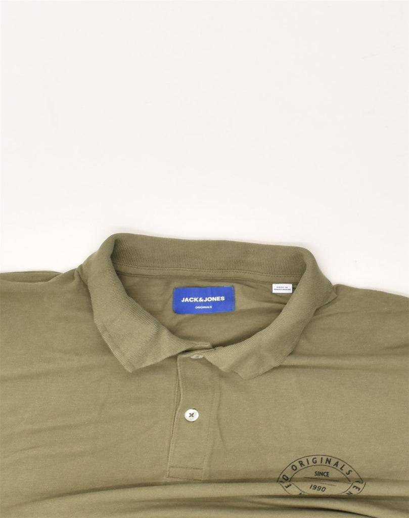 JACK & JONES Mens Polo Shirt Medium Khaki Cotton | Vintage Jack & Jones | Thrift | Second-Hand Jack & Jones | Used Clothing | Messina Hembry 