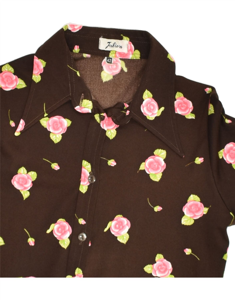 VINTAGE Womens Shirt Blouse IT 42 Medium Brown Floral | Vintage Vintage | Thrift | Second-Hand Vintage | Used Clothing | Messina Hembry 