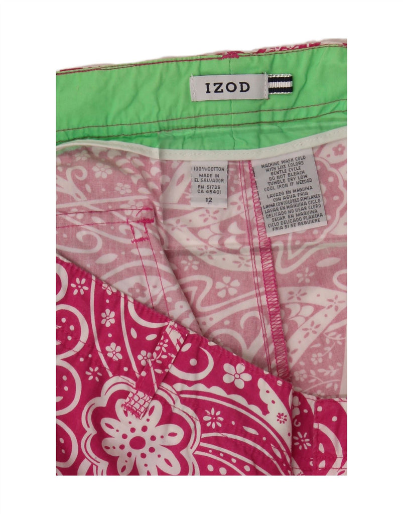 IZOD Womens Straight Cropped Trousers US 12 Large W34 L24 Pink Floral Vintage Izod and Second-Hand Izod from Messina Hembry 