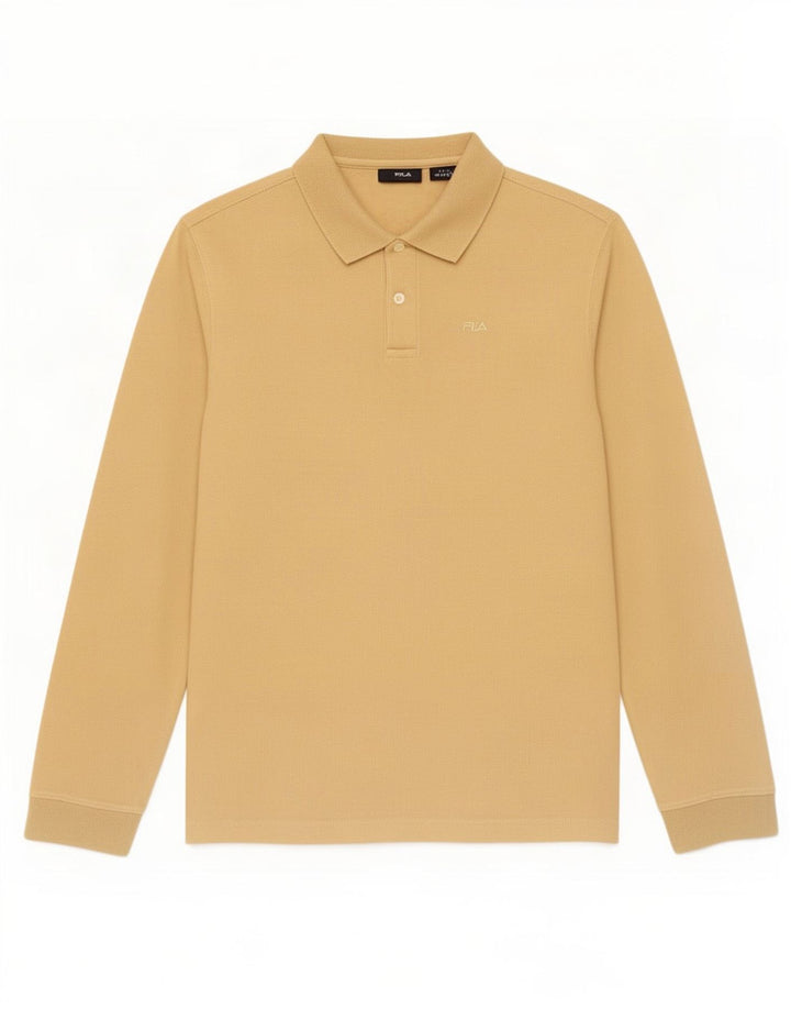 Fila Mens Long Sleeve Polo Shirt Medium Beige