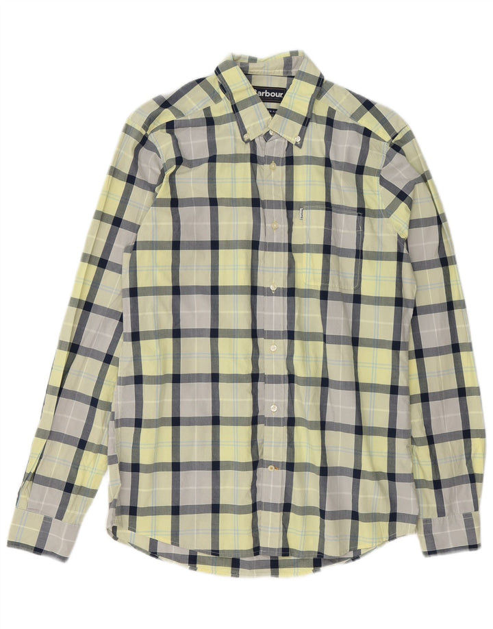 Barbour Mens Relaxed Fit Shirt Medium Yellow Check Cotton