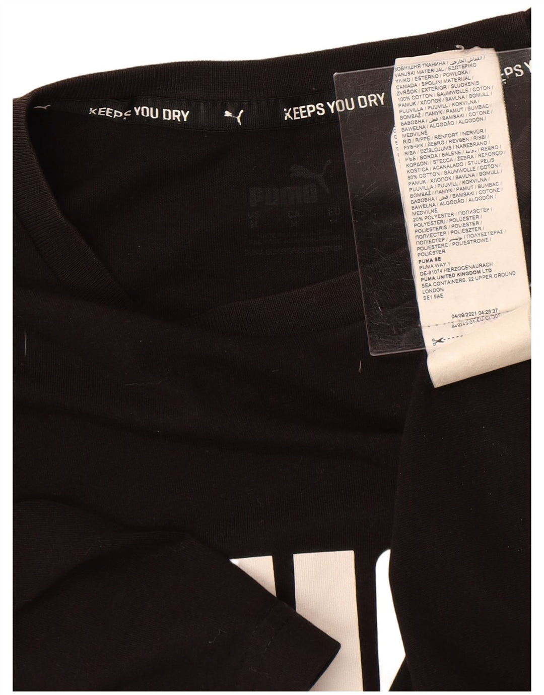 PUMA Mens Graphic T-Shirt Top Medium Black Cotton