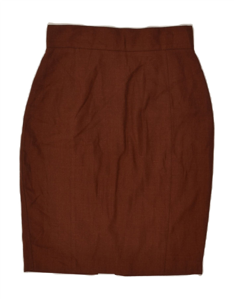 BENETTON Womens Pencil Skirt IT 44 Medium W28 Brown Acetate | Vintage Benetton | Thrift | Second-Hand Benetton | Used Clothing | Messina Hembry 