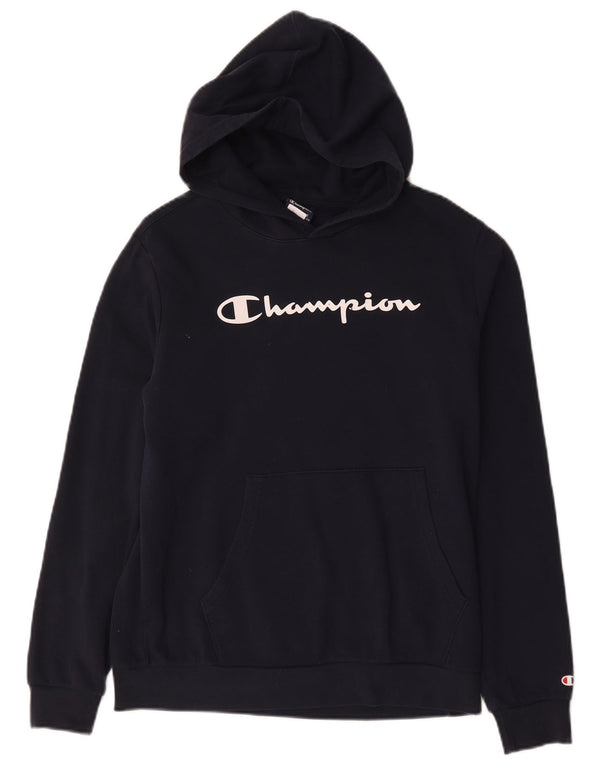 Champion Boys Graphic Hoodie Jumper 15-16 Years 2XL Navy Blue Cotton