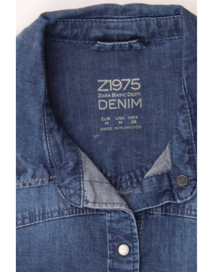 Zara Womens Denim Shirt UK 12 Medium Blue