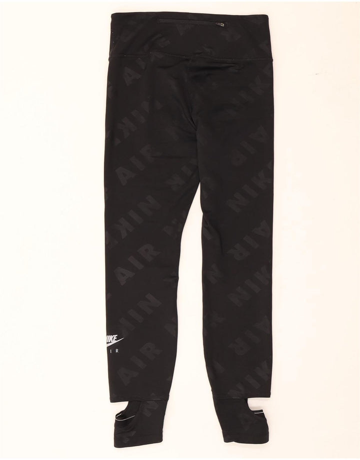 Nike Womens Graphic Crop Leggings UK 12 Medium Black Polyester