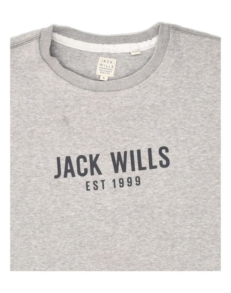 JACK WILLS Mens Graphic Sweatshirt Jumper XL Grey Cotton | Vintage Jack Wills | Thrift | Second-Hand Jack Wills | Used Clothing | Messina Hembry 