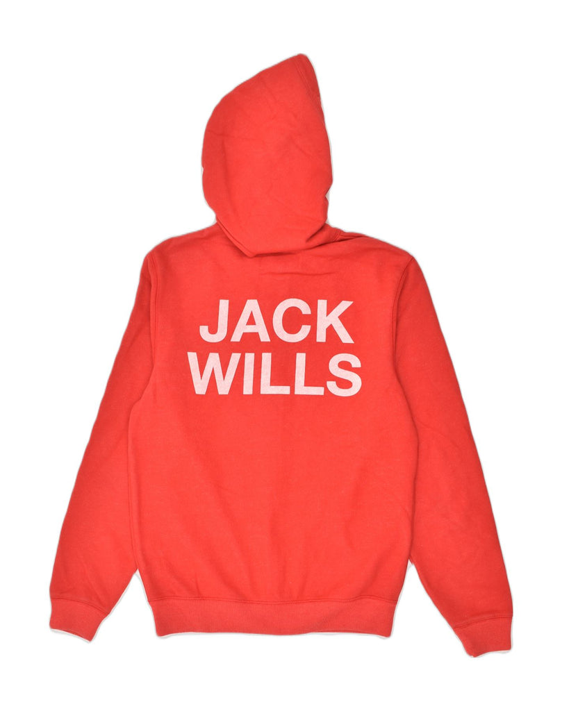 JACK WILLS Mens Graphic Zip Hoodie Sweater Medium Red Cotton | Vintage Jack Wills | Thrift | Second-Hand Jack Wills | Used Clothing | Messina Hembry 