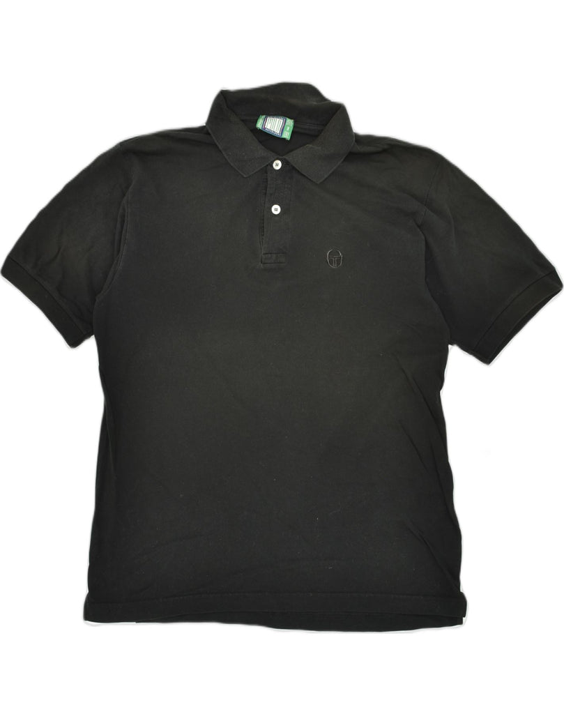 SERGIO TACCHINI Mens Polo Shirt Medium Black Cotton | Vintage Sergio Tacchini | Thrift | Second-Hand Sergio Tacchini | Used Clothing | Messina Hembry 