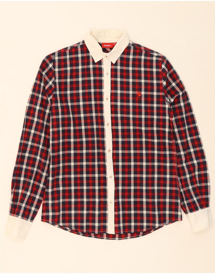 FERRARI Boys Flannel Shirt 13-14 Years Multicoloured Check Vintage Ferrari and Second-Hand Ferrari from Messina Hembry 