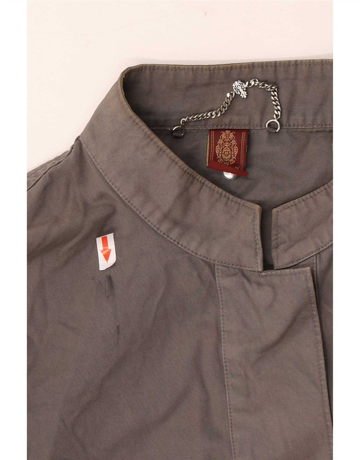 Dondup Womens Crop Bomber Jacket IT 44 Medium Grey Cotton