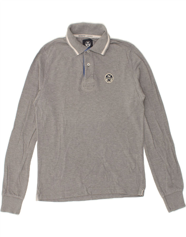 NORTH SAILS Mens Long Sleeve Polo Shirt Small Grey Cotton Vintage North Sails and Second-Hand North Sails from Messina Hembry 