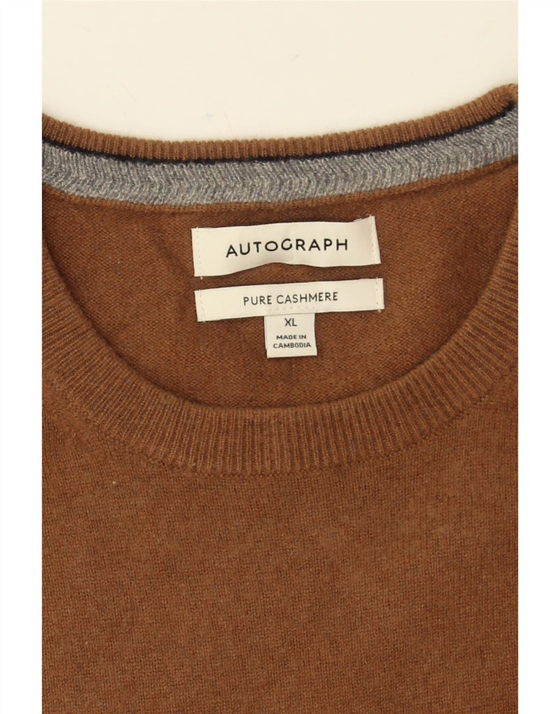 MARKS & SPENCER Mens Autograph Crew Neck Jumper Sweater XL Brown Cashmere Vintage Marks & Spencer and Second-Hand Marks & Spencer from Messina Hembry 