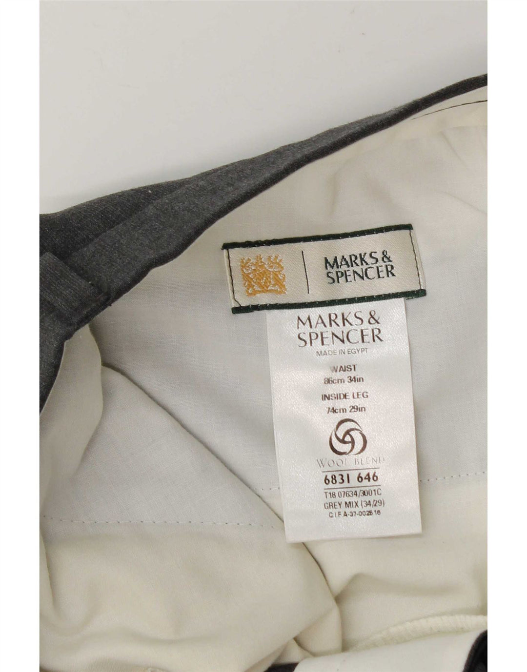 Marks & Spencer Mens Suit Trousers W34 L29 Grey Polyester