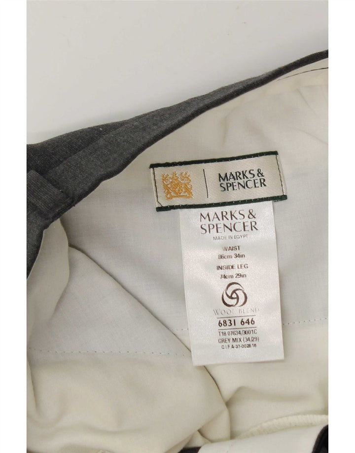 Marks & Spencer Mens Suit Trousers W34 L29 Grey Polyester