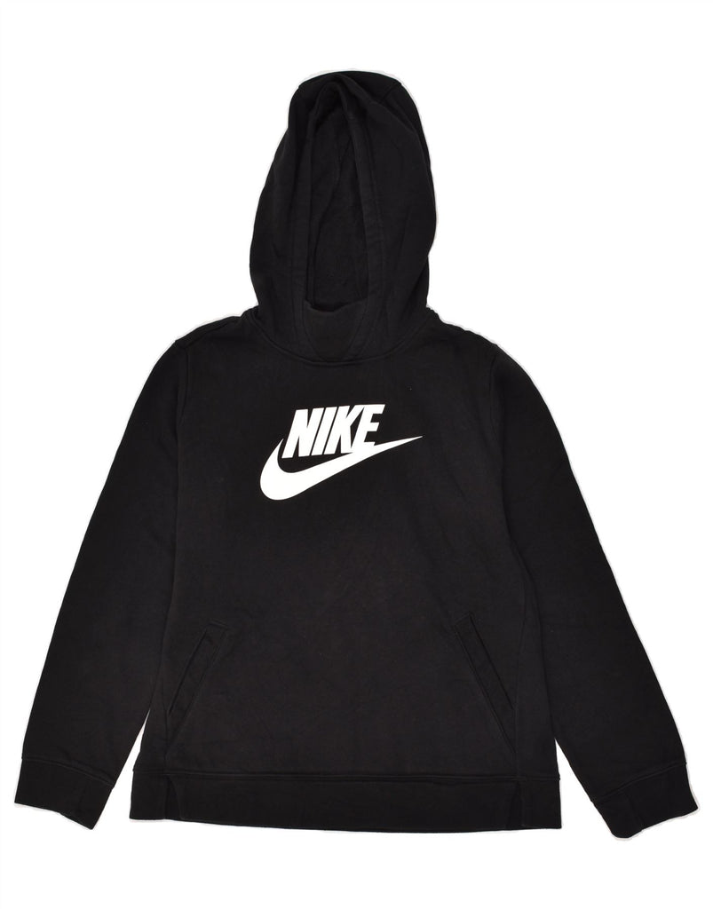 NIKE Girls Graphic Hoodie Jumper 13-14 Years XL Black Cotton | Vintage Nike | Thrift | Second-Hand Nike | Used Clothing | Messina Hembry 