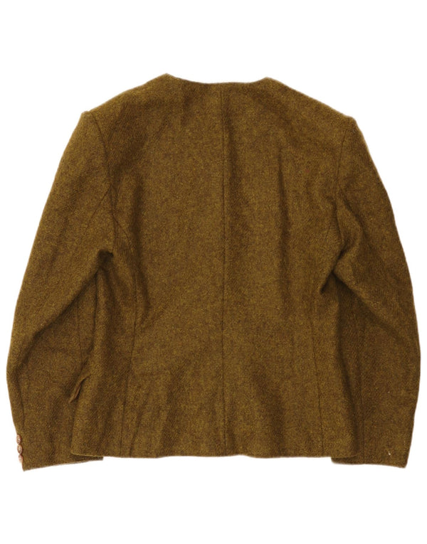 Marella Womens 4 Button Blazer Jacket UK 14 Large Khaki Paisley Wool