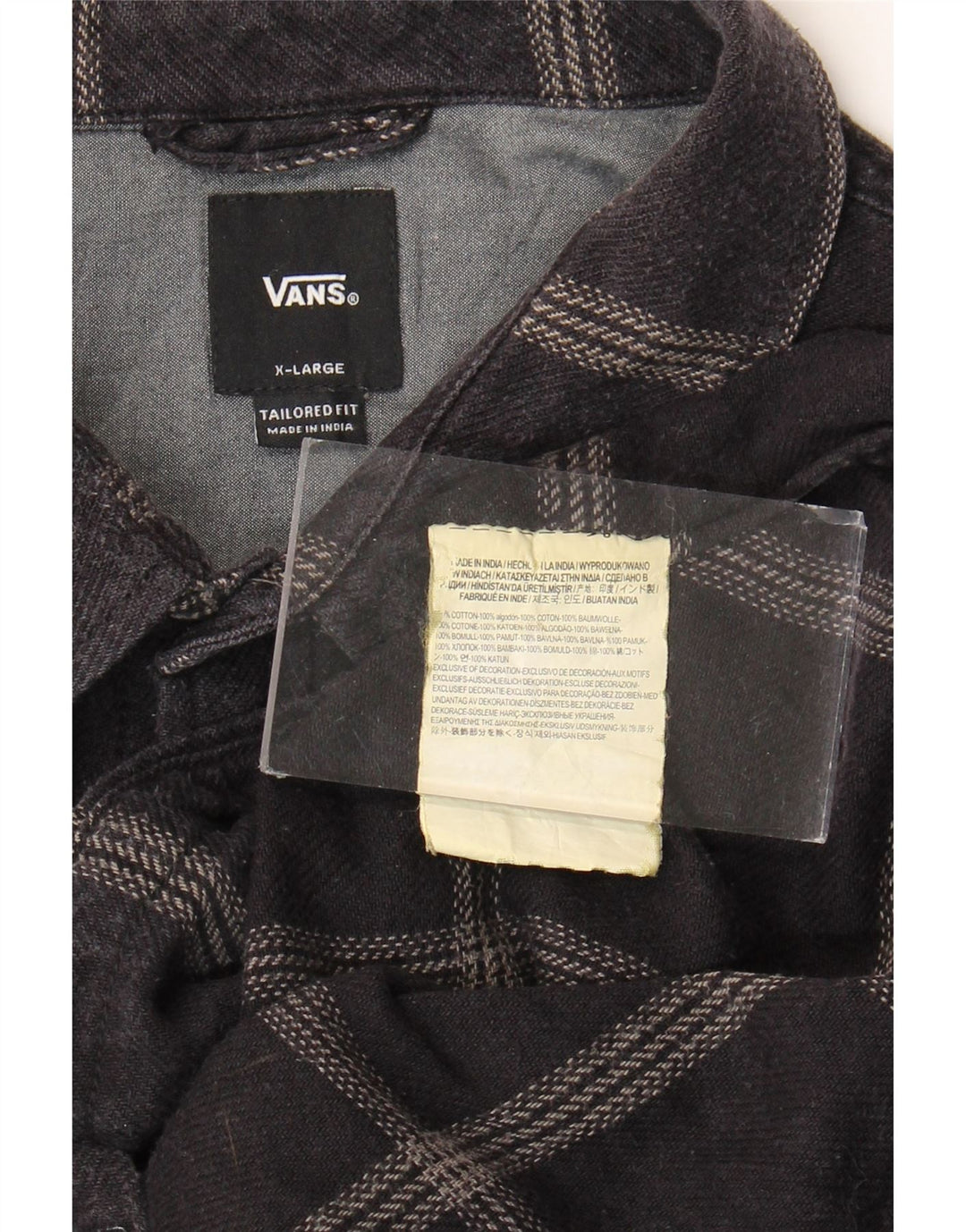 Vans Mens Tailored Fit Flannel Shirt XL Grey Check Cotton