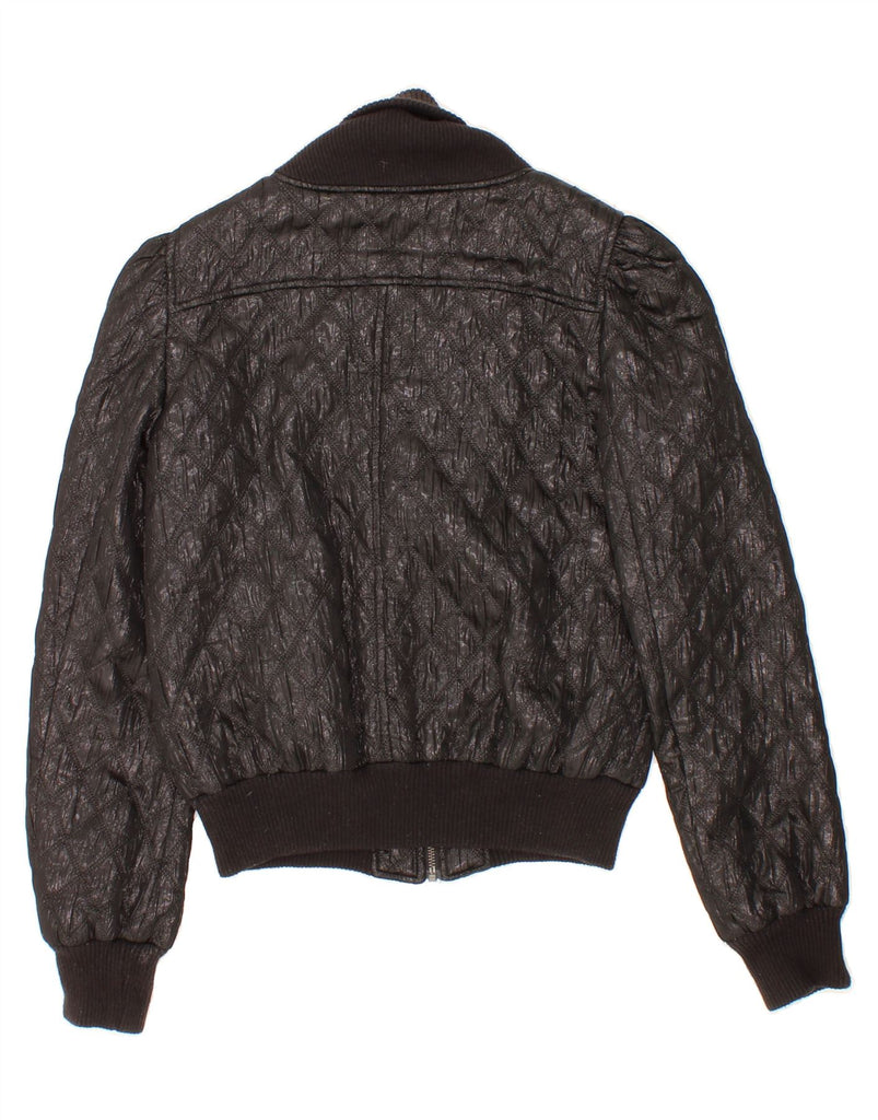 FRENCH CONNECTION Womens Bomber Jacket UK 10 Small Black Acetate Vintage French Connection and Second-Hand French Connection from Messina Hembry 