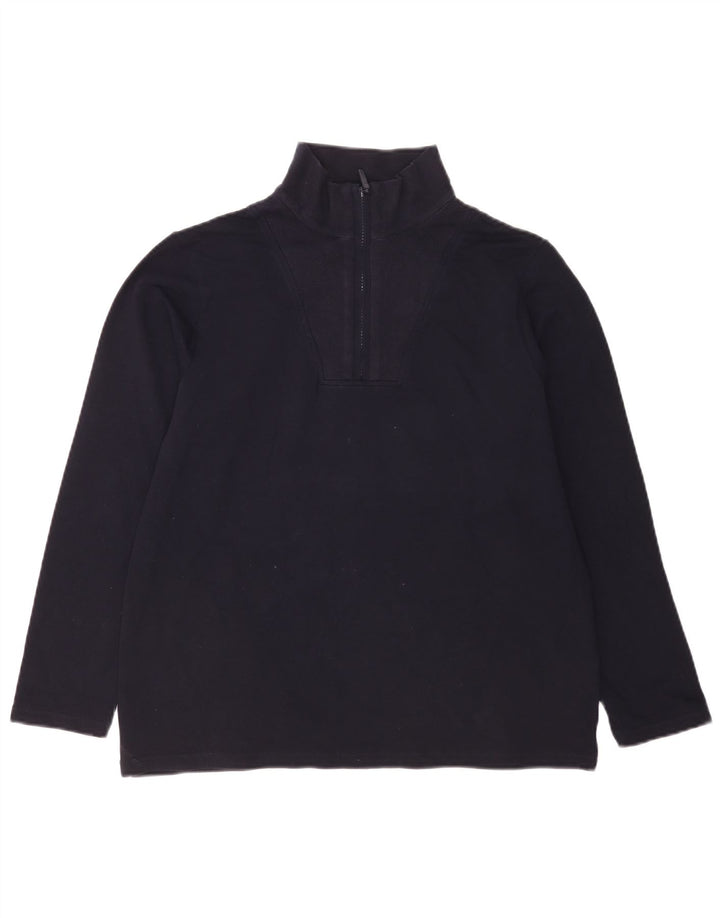 Marks & Spencer Womens Zip Neck Sweatshirt Jumper UK 14 Medium Navy Blue