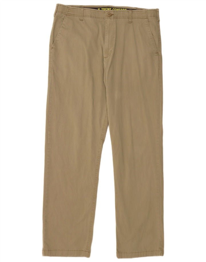 LEE Mens X-treme Comfort Straight Chino Trousers W36 L34 Beige Cotton