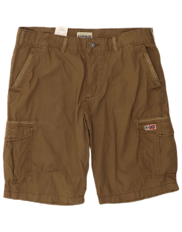 Napapijri Mens Cargo Shorts W36 Large Khaki Cotton