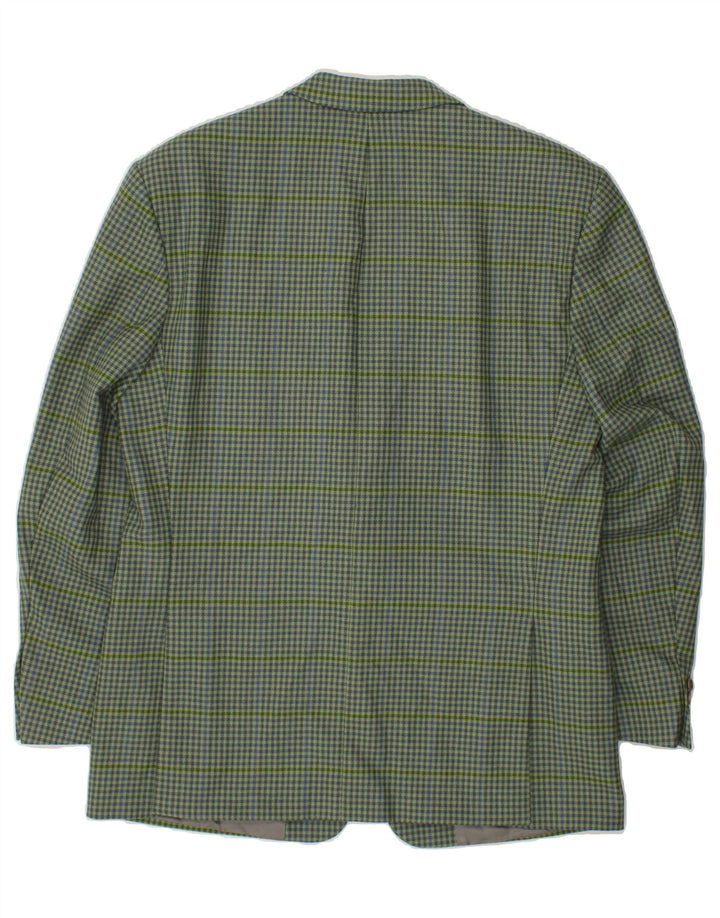 KIRSCH Mens 2 Button Blazer Jacket IT 54 2XL Green Houndstooth Wool Vintage Kirsch and Second-Hand Kirsch from Messina Hembry 