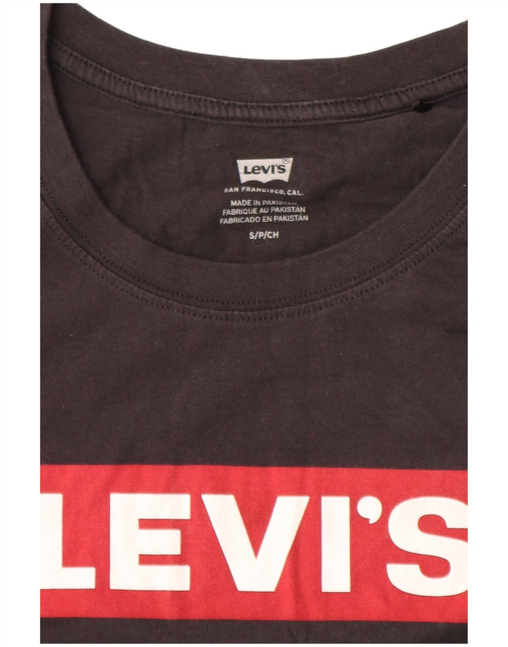 Levi's Womens Crop Oversized Graphic T-Shirt Top UK 10 Small Black