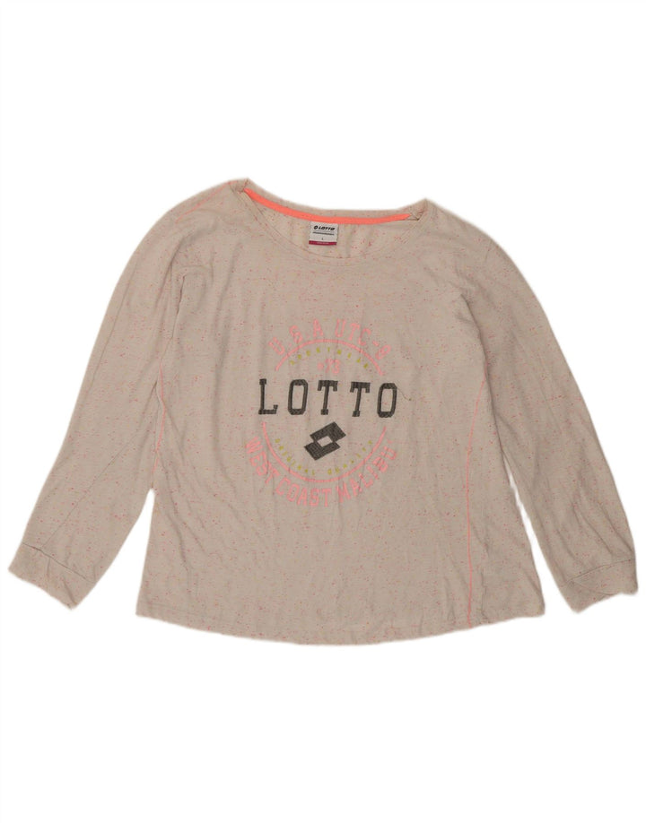 Lotto Womens Graphic Top Long Sleeve UK 14 Large White Flecked Cotton