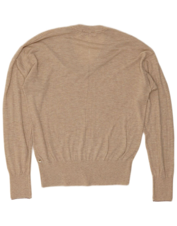 SCOTCH & SODA Womens V-Neck Jumper Sweater UK 14 Medium Beige Viscose