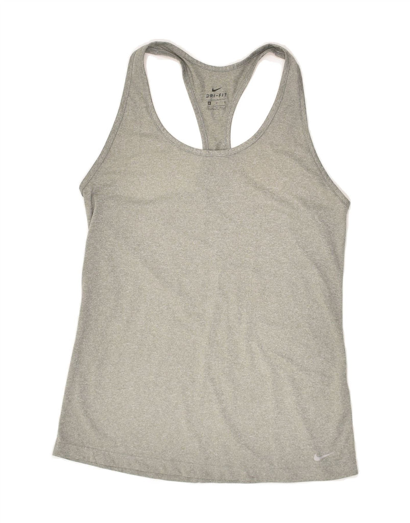 NIKE Womens Dri Fit Vest Top UK 12 Medium Grey Polyester | Vintage Nike | Thrift | Second-Hand Nike | Used Clothing | Messina Hembry 