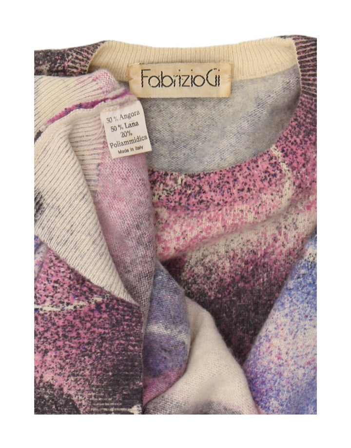 Vintage Womens Crew Neck Jumper Sweater UK 16 Large Multicoloured Angora