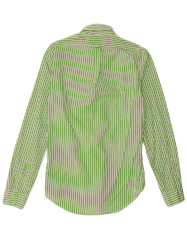 Polo Ralph Lauren Mens Slim Fit Shirt Small Green Pinstripe Cotton