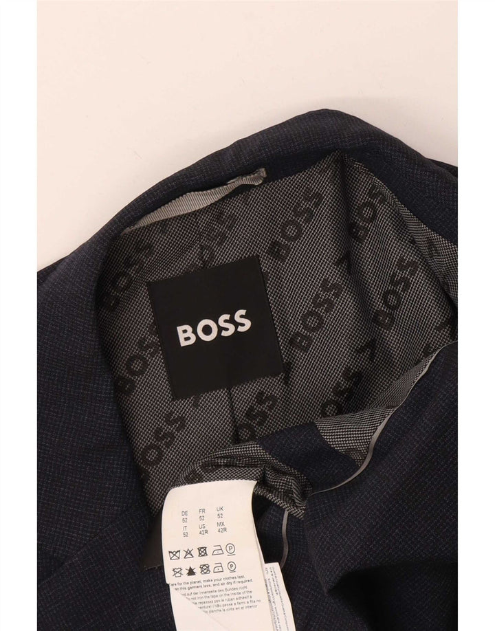 Hugo Boss Mens 2 Button Blazer Jacket UK 52 XL Navy Blue Wool
