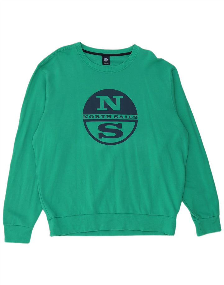 North Sails Mens Graphic Sweatshirt Jumper 3XL Green Cotton
