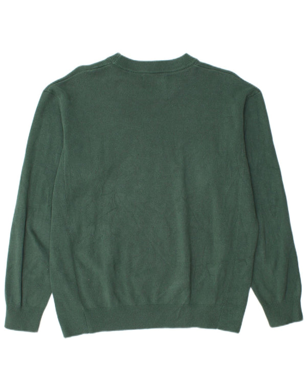 Zara Mens Crew Neck Jumper Sweater Medium Green Cotton